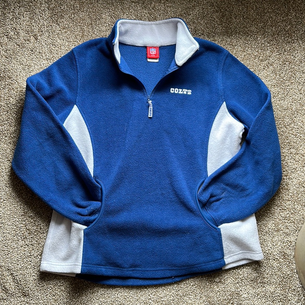 🏈 Vintage Y2K Indianapolis Colts NFL Quarter Zip Fleece Pullover Blue L